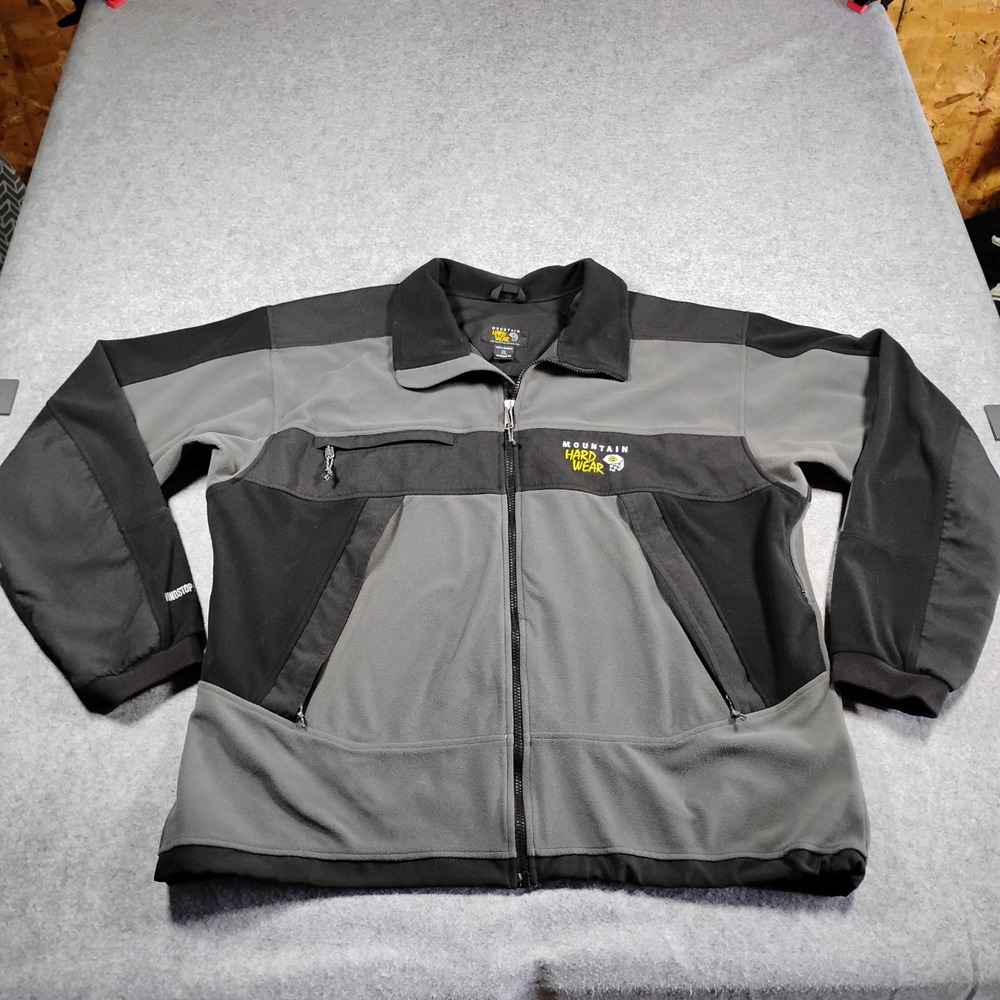 Mountain Hardwear Windstopper Tech Fleece Jacket Mens XXL Grey Black Full Zip